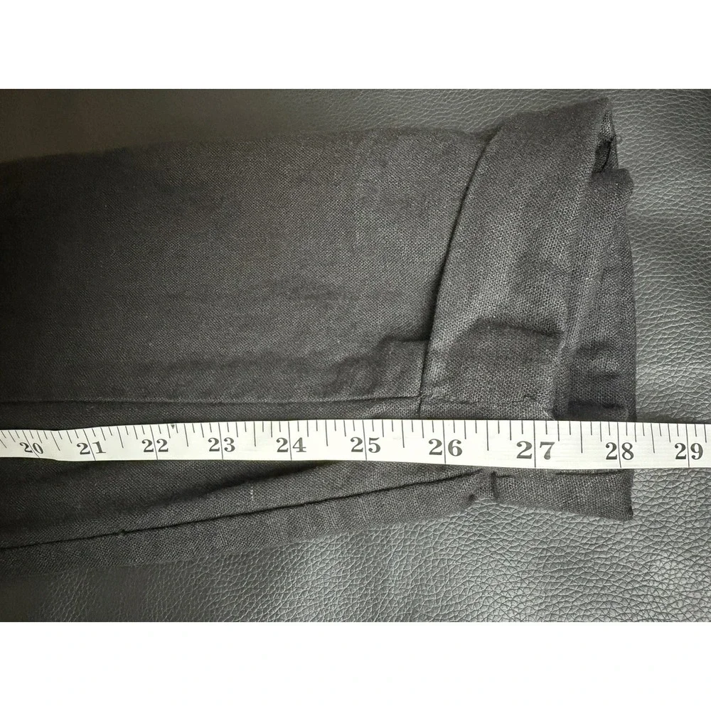NWT Vintage TRUST Mens Linen Pleated Trousers Black Cuffed 36W 27L Tag-38x30